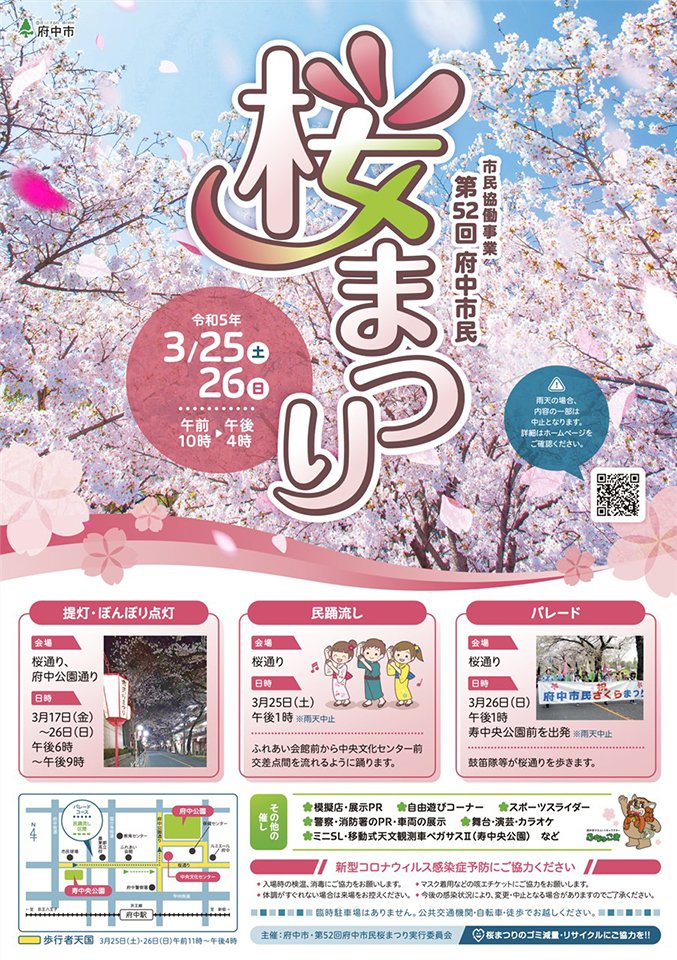 東京外大に合格したら行きたい府中市の第52回桜まつり